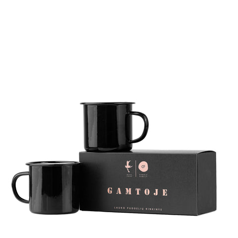 Emaliuotų puodelių rinkinys - „GAMTOJE“