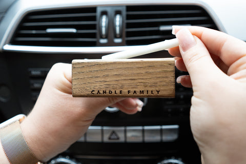 Candle Family Car Air Freshener - Wood Air Freshener - Car Odor Eliminator with Refill Pack - Long Lasting Car Scent Set (VELVET)